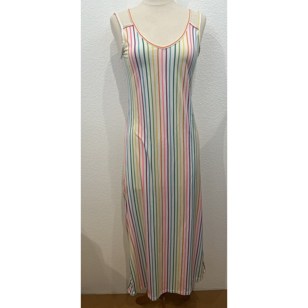 Love Spaghetti Strap Size L Multicolor Midi Dress.